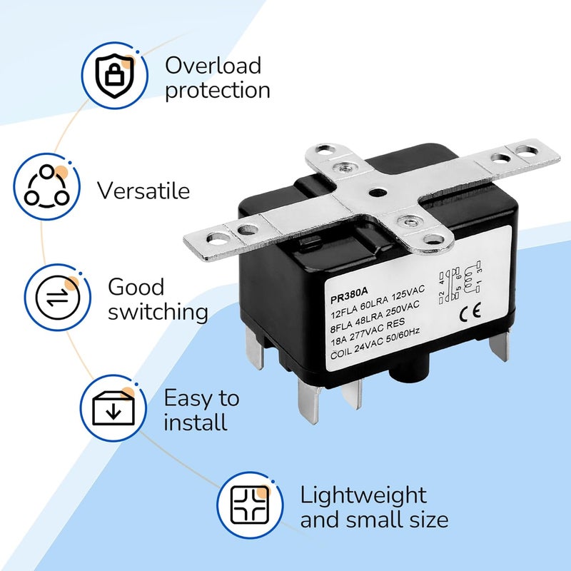 LVACODV APFR-380 90-980 24V AC Heavy-Duty Fan Relay – Single Pole SPST – Isolated AC Switch for HVAC blowers, humidifiers, Goodman blowers, Heat sequencers – Includes Universal Bracket (1) - Image 4